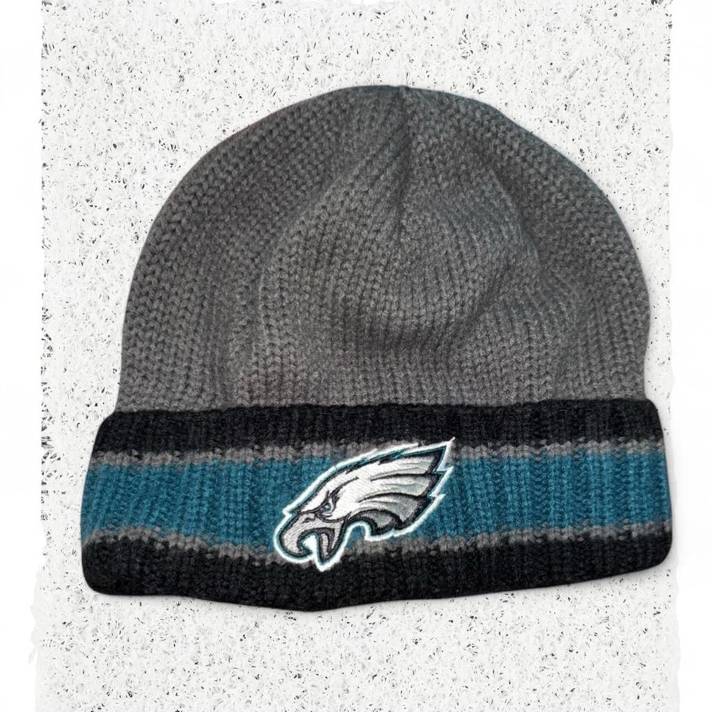 NFL Gray & Teal Knit Cuffed Beanie with Philadelphia Eagles Logo